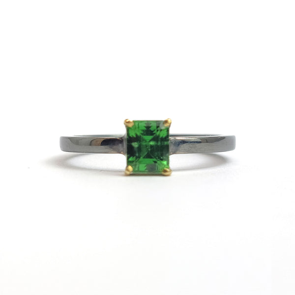 Tsavorite - 18k Yellow Gold - Sterling Silver Ring