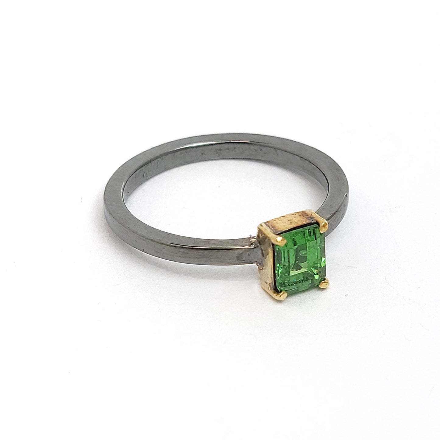 Tsavorite - 18k Yellow Gold - Sterling Silver Ring