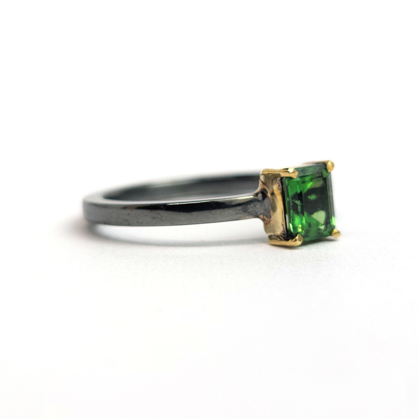 Tsavorite - 18k Yellow Gold - Sterling Silver Ring