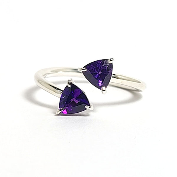 Trillion Amethyst Ring in Sterling Silver