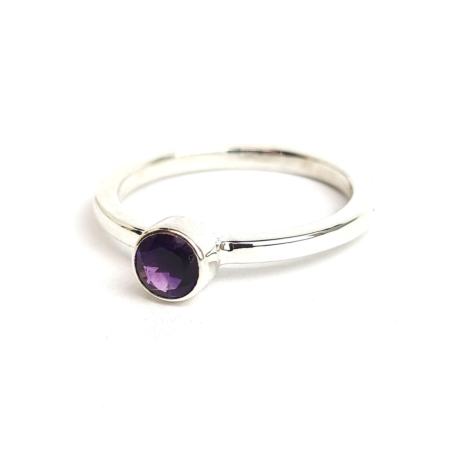 Bezel Sterling Silver Ring - amethyst