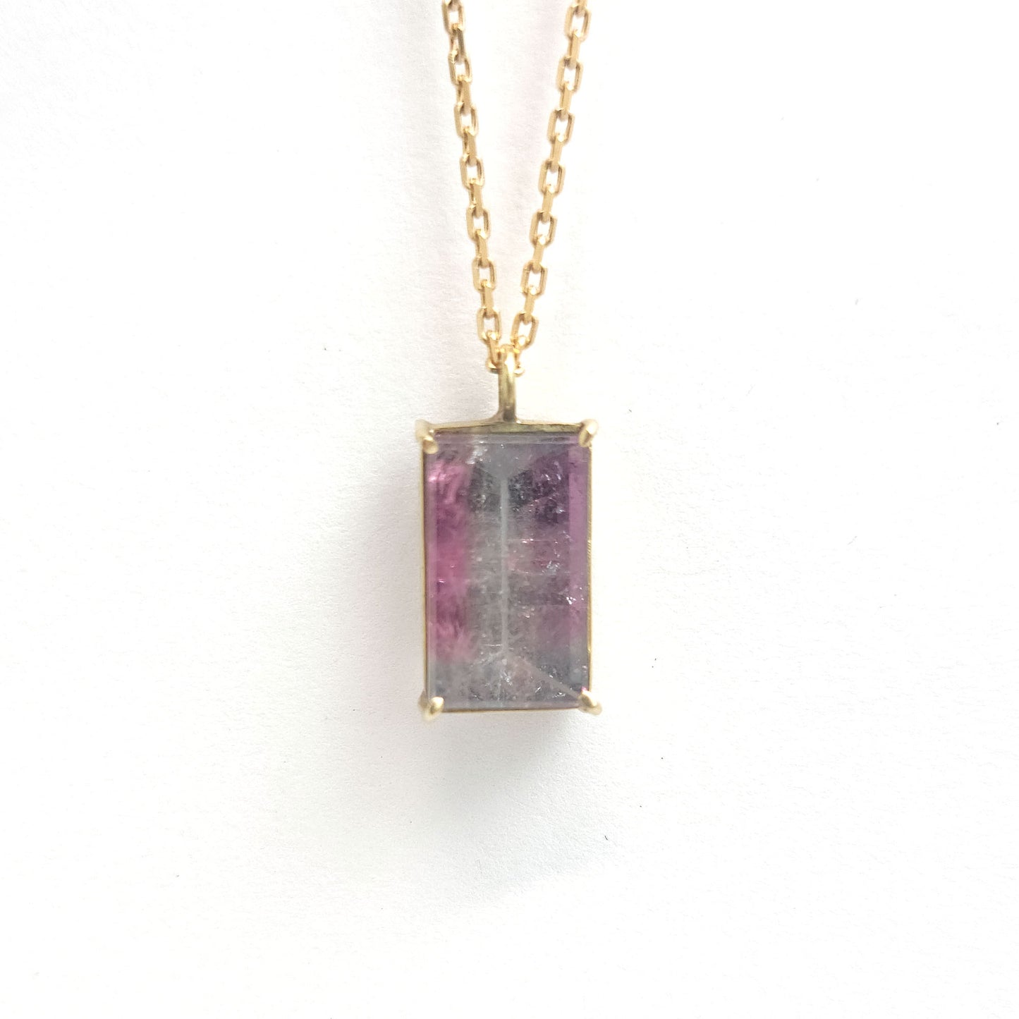 Gold Pendant - Mirror Bicolor Tourmaline