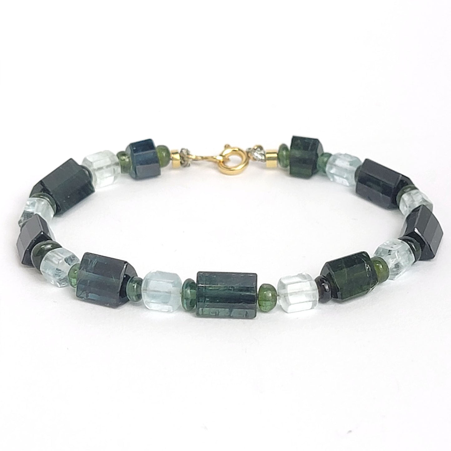 Bracelet Aquamarine and Green Tourmalines