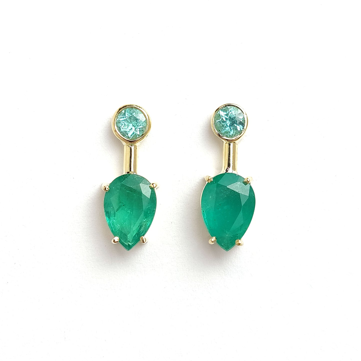 Earrings Satellite - Emerald and Paraiba Tourmaline