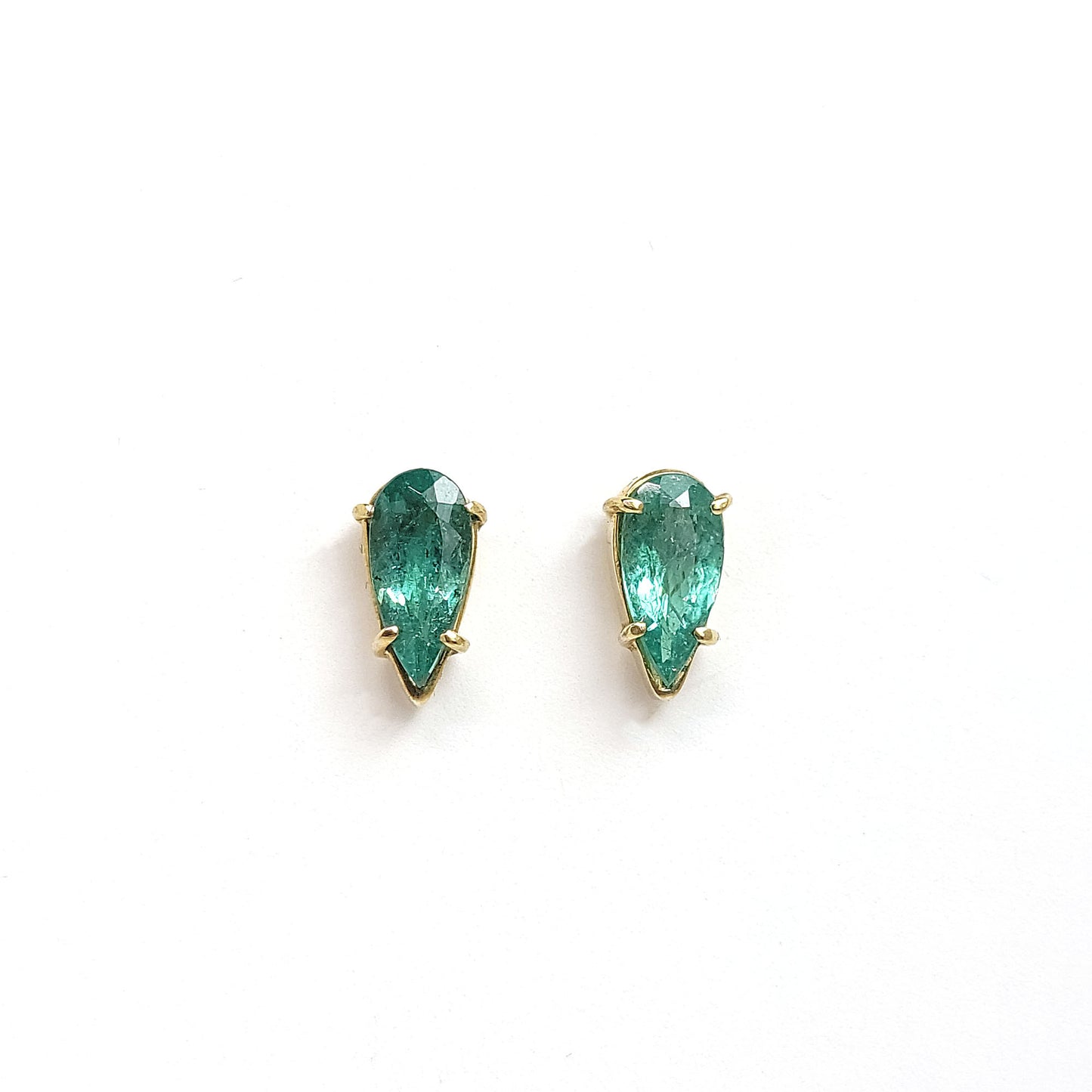 Earrings gold solitaire - Tourmaline drop