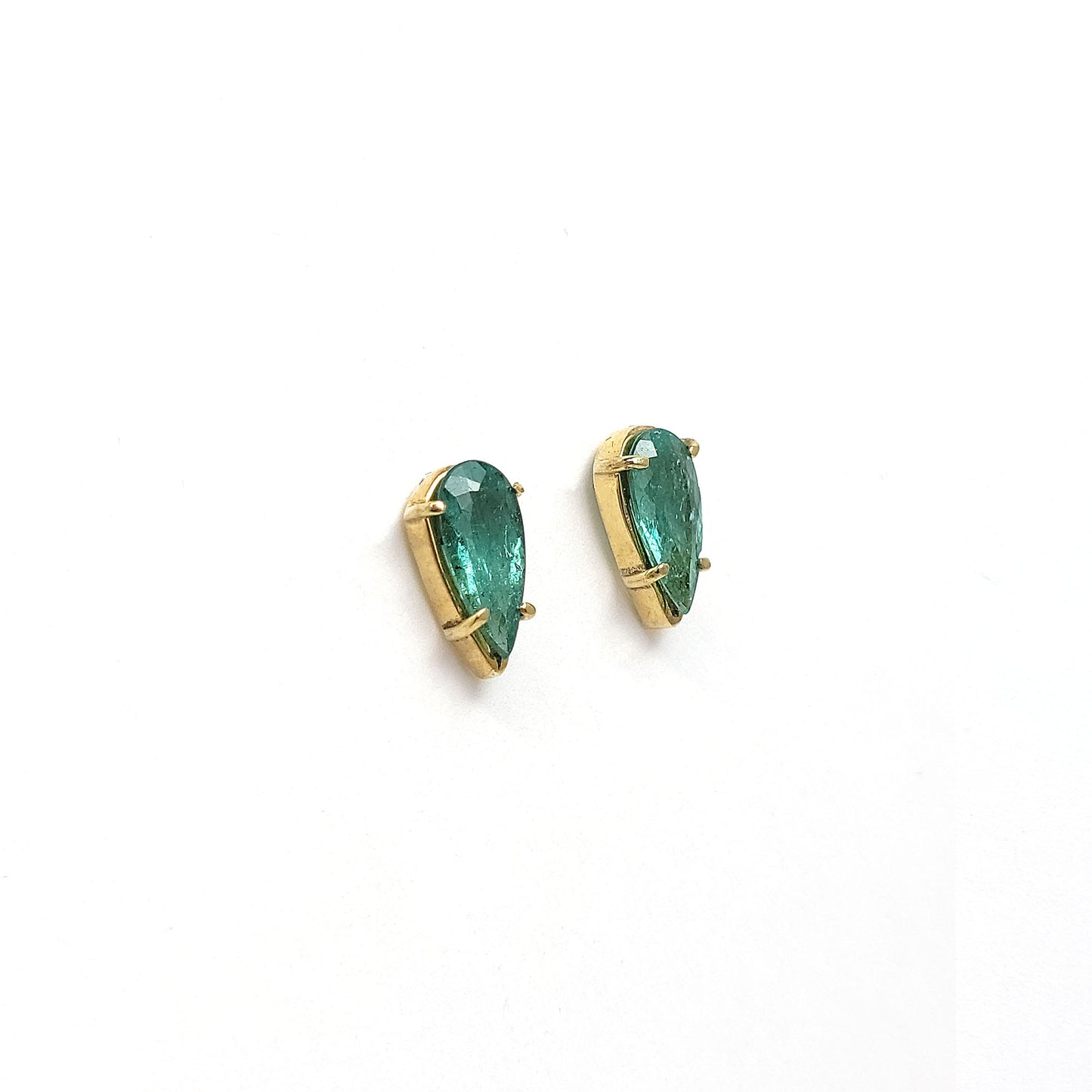 Earrings gold solitaire - Tourmaline drop