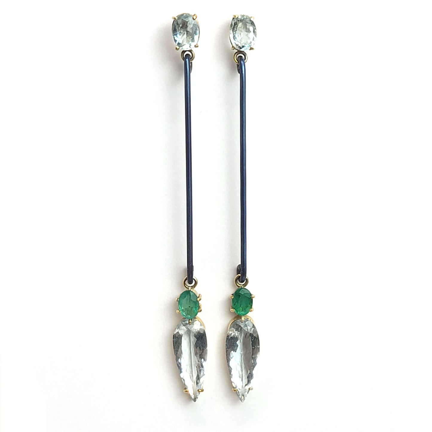 Long Earrings - Aquamarine and Emerald