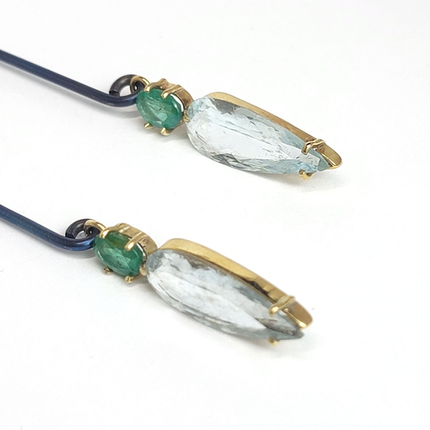Long Earrings - Aquamarine and Emerald