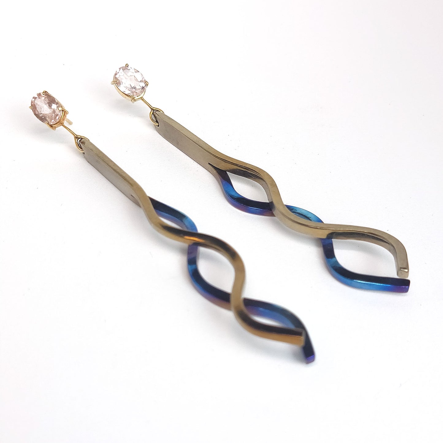 Long Earrings - Titanium Morganite