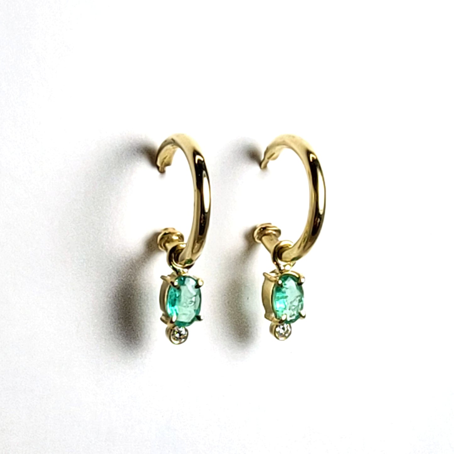 Earrings Gold Loop with Emeralds and Diamonds