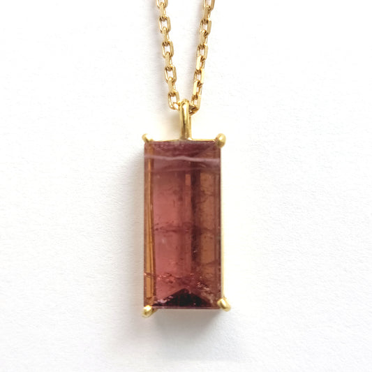 Gold Pendant - Mirror Pink Tourmaline