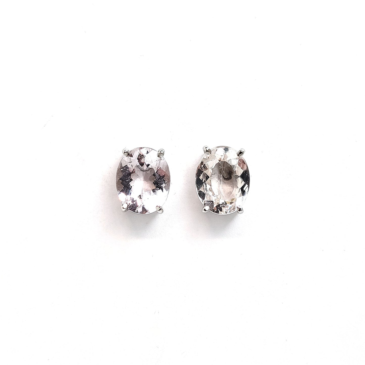 Earrings sterling solitaire - Morganite