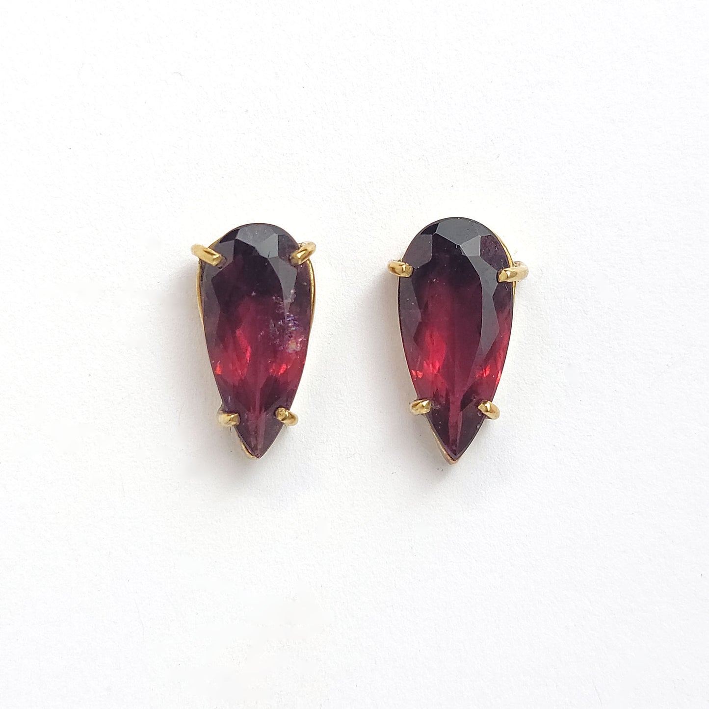 Earrings Solitaire - Red Tourmaline