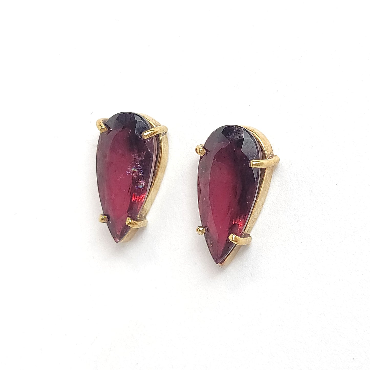 Earrings Solitaire - Red Tourmaline