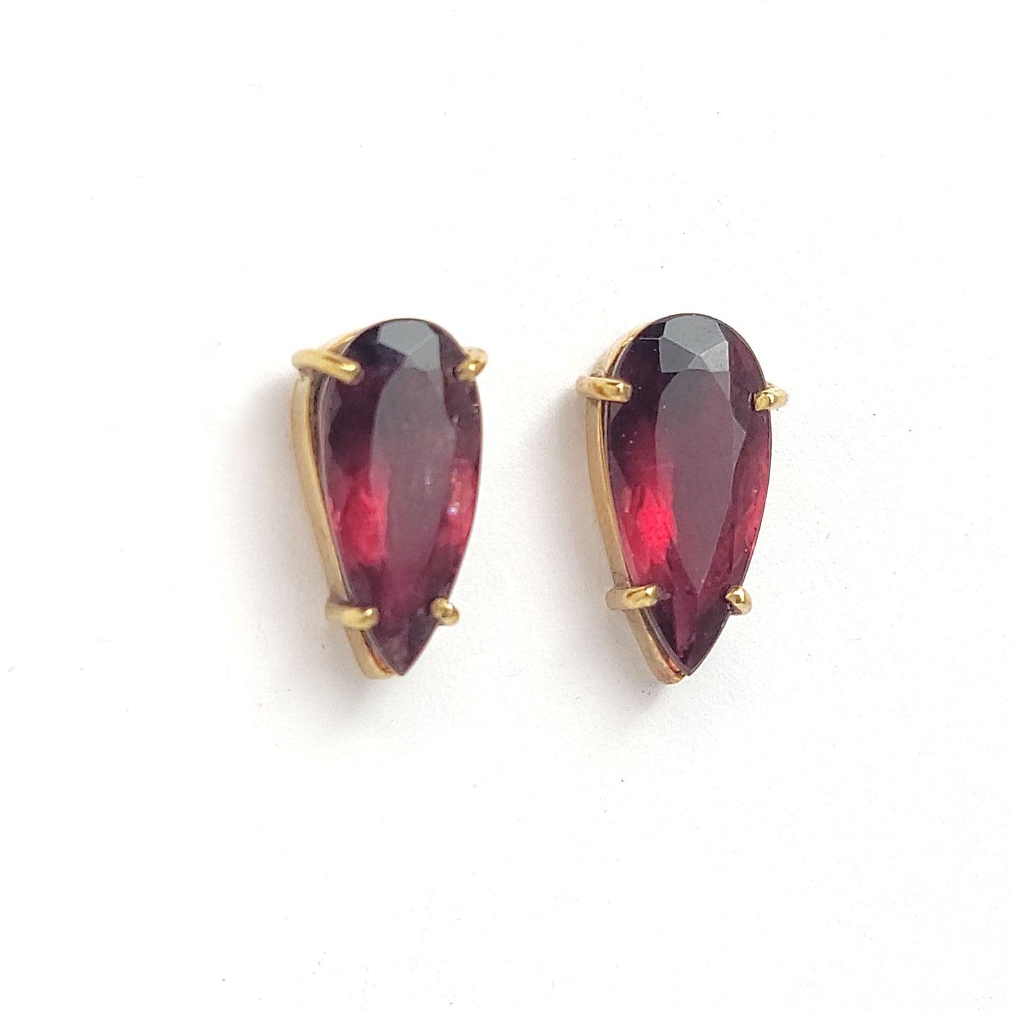 Earrings Solitaire - Red Tourmaline
