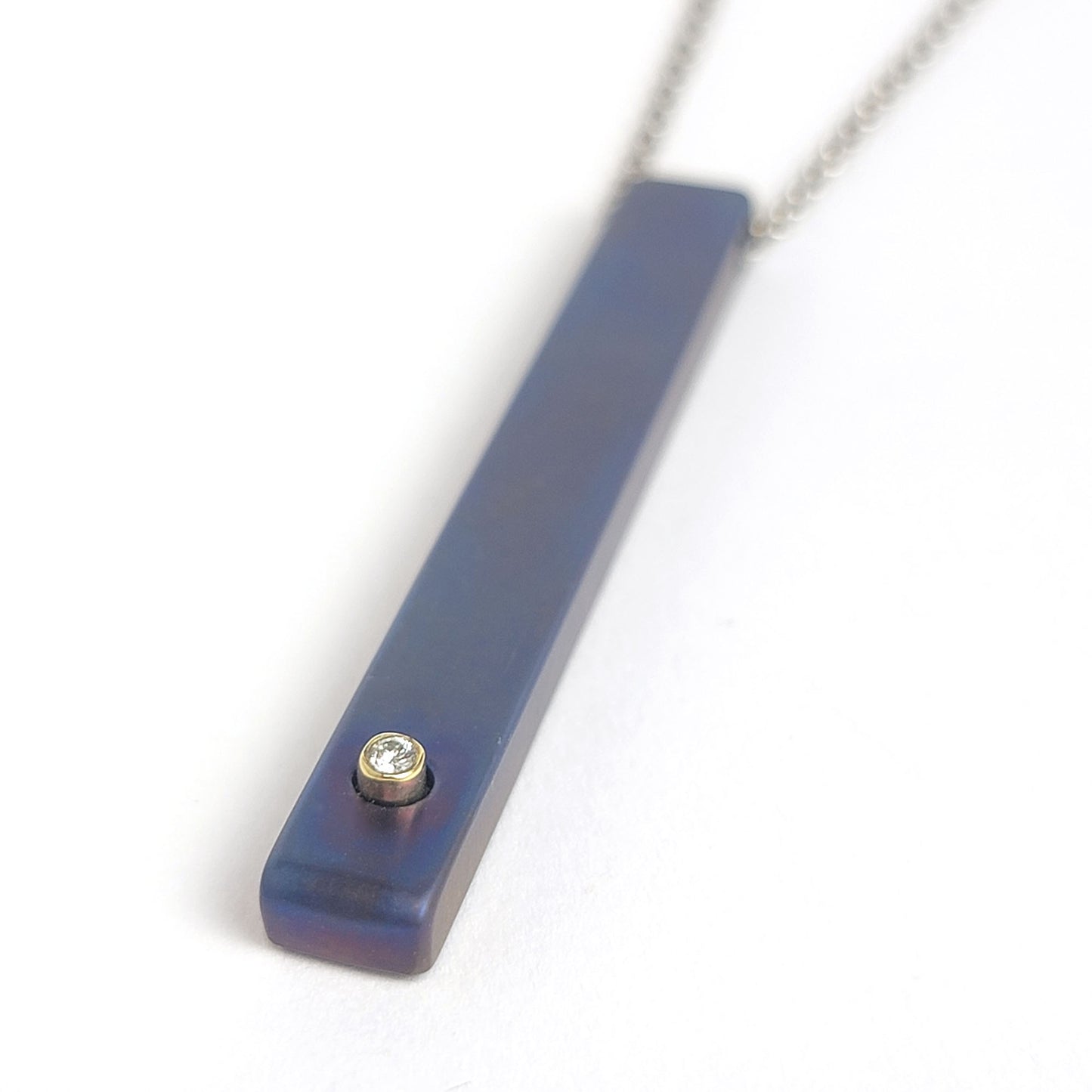 Titanium Blue Stick Pendant - Diamond