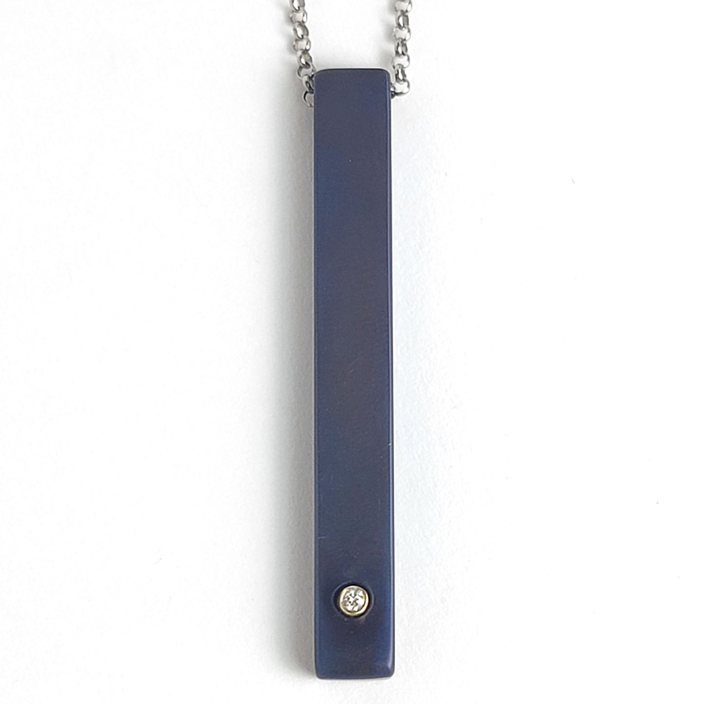 Titanium Blue Stick Pendant - Diamond