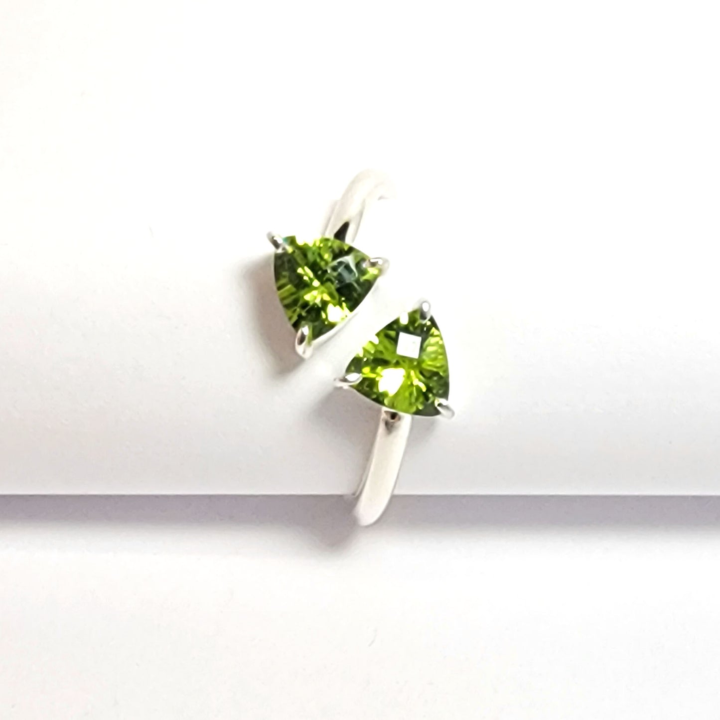 Trillion Peridot Silver ring