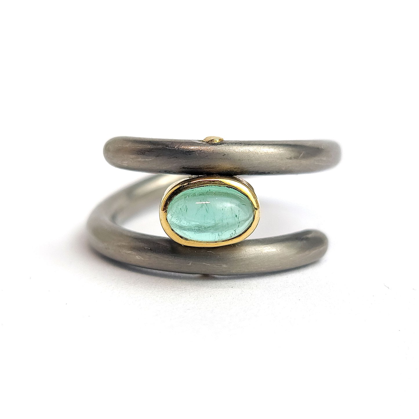 Titanium ring - Emerald Cabochon
