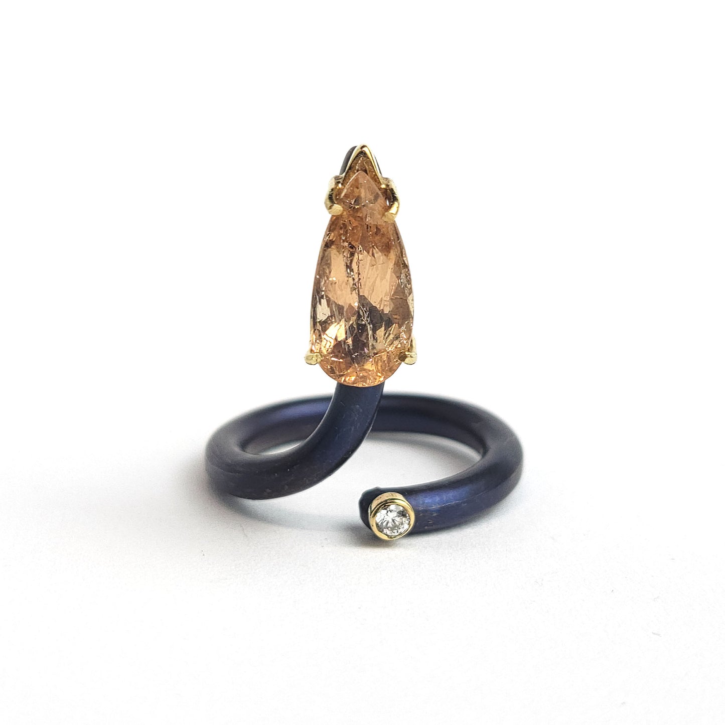 Titanium ring Snake - Imperial Topaz