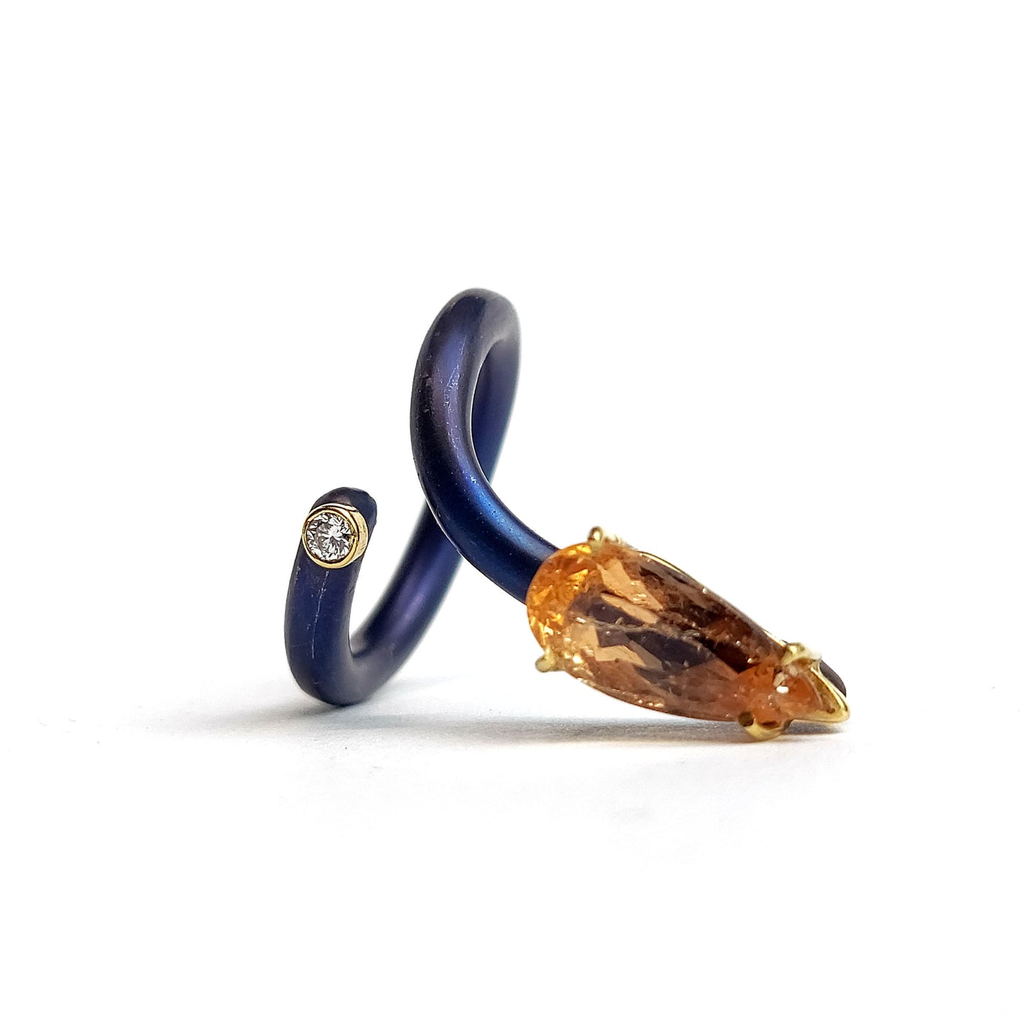Titanium ring Snake - Imperial Topaz