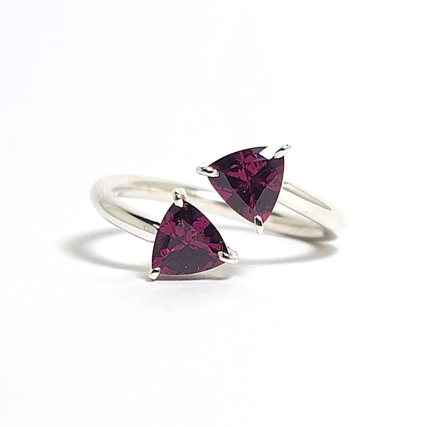Trillion Rhodolite Silver ring
