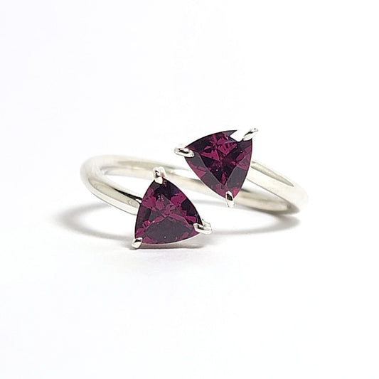 Trillion Rhodolite Silver ring