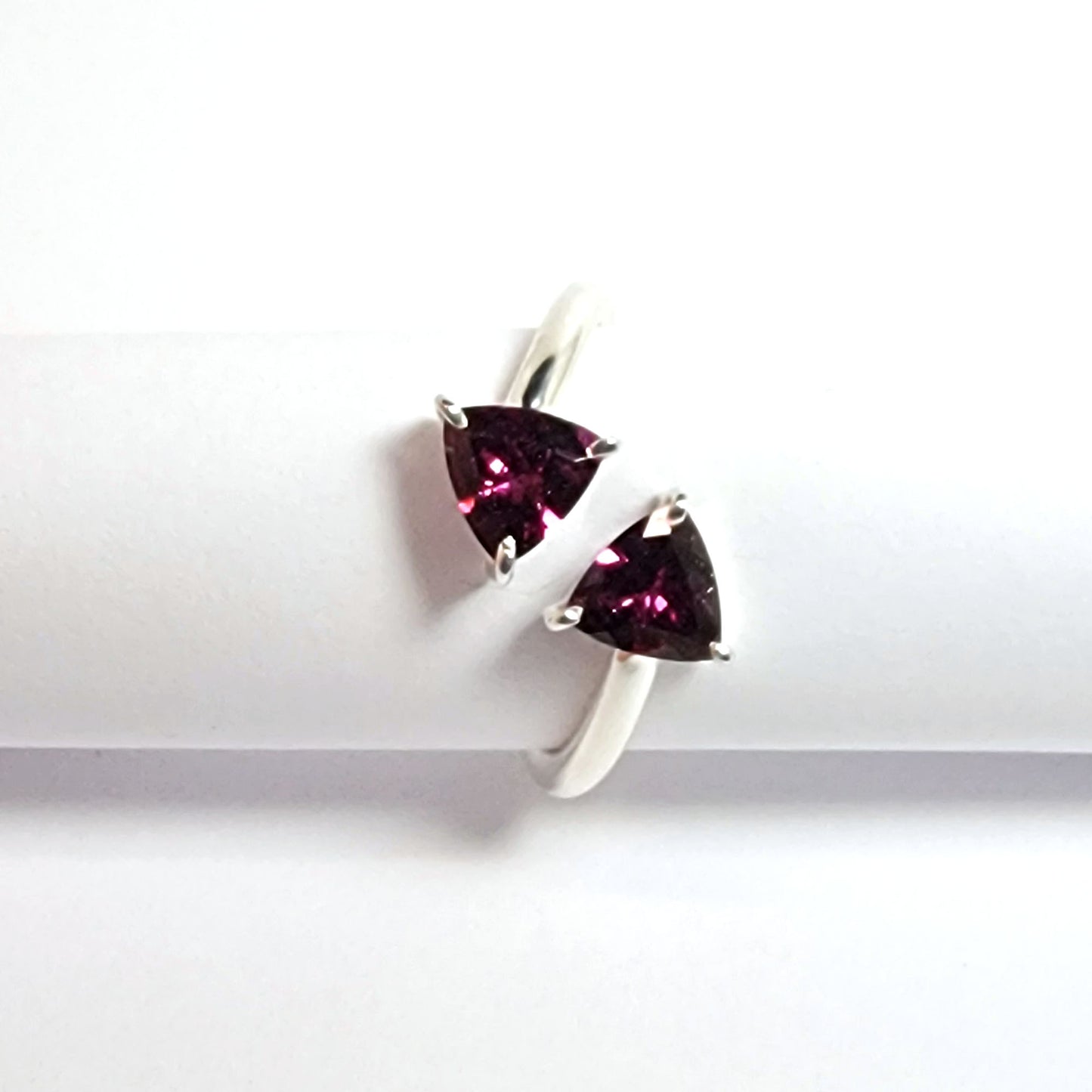 Trillion Rhodolite Silver ring