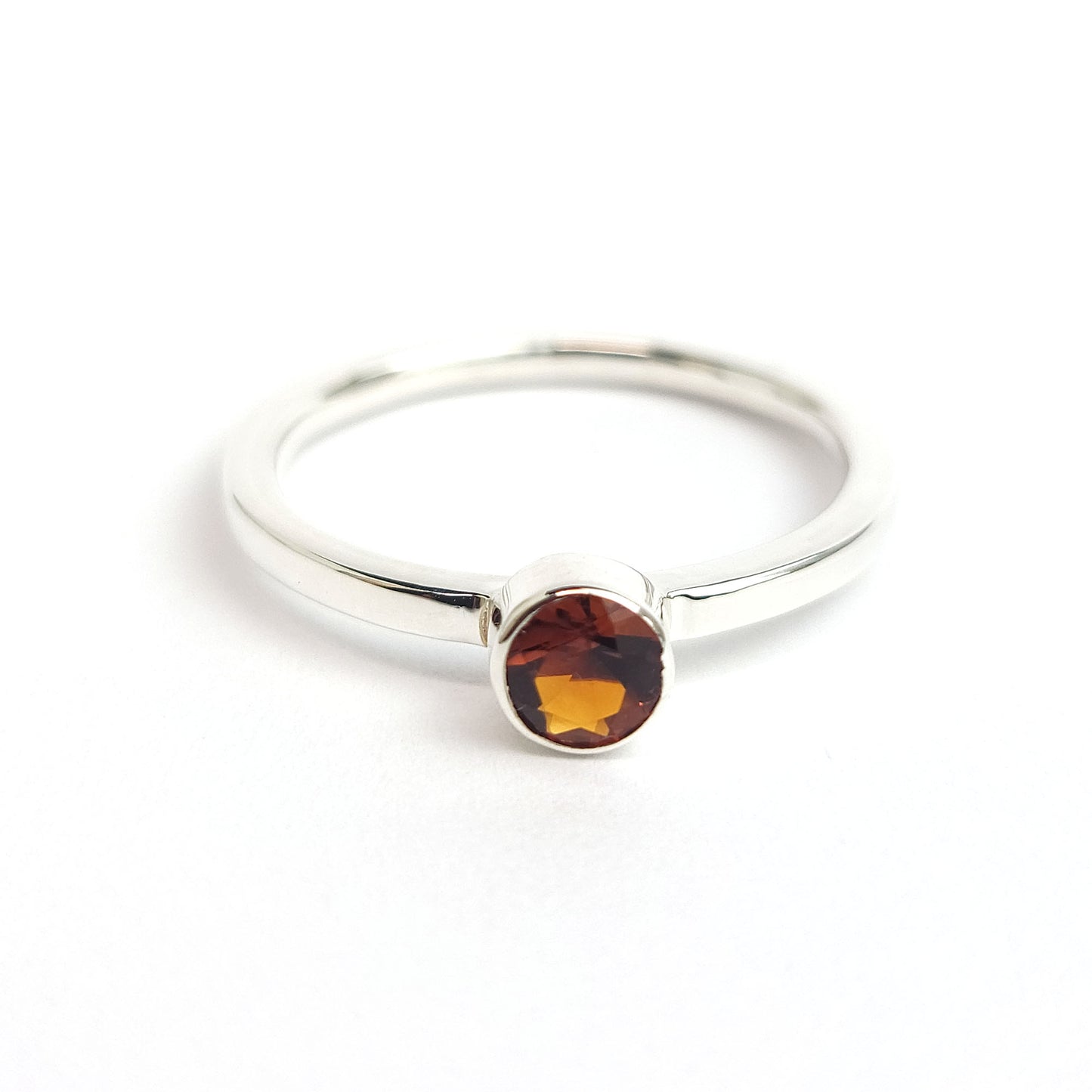 Bezel Sterling Silver Ring - Fire Citrine
