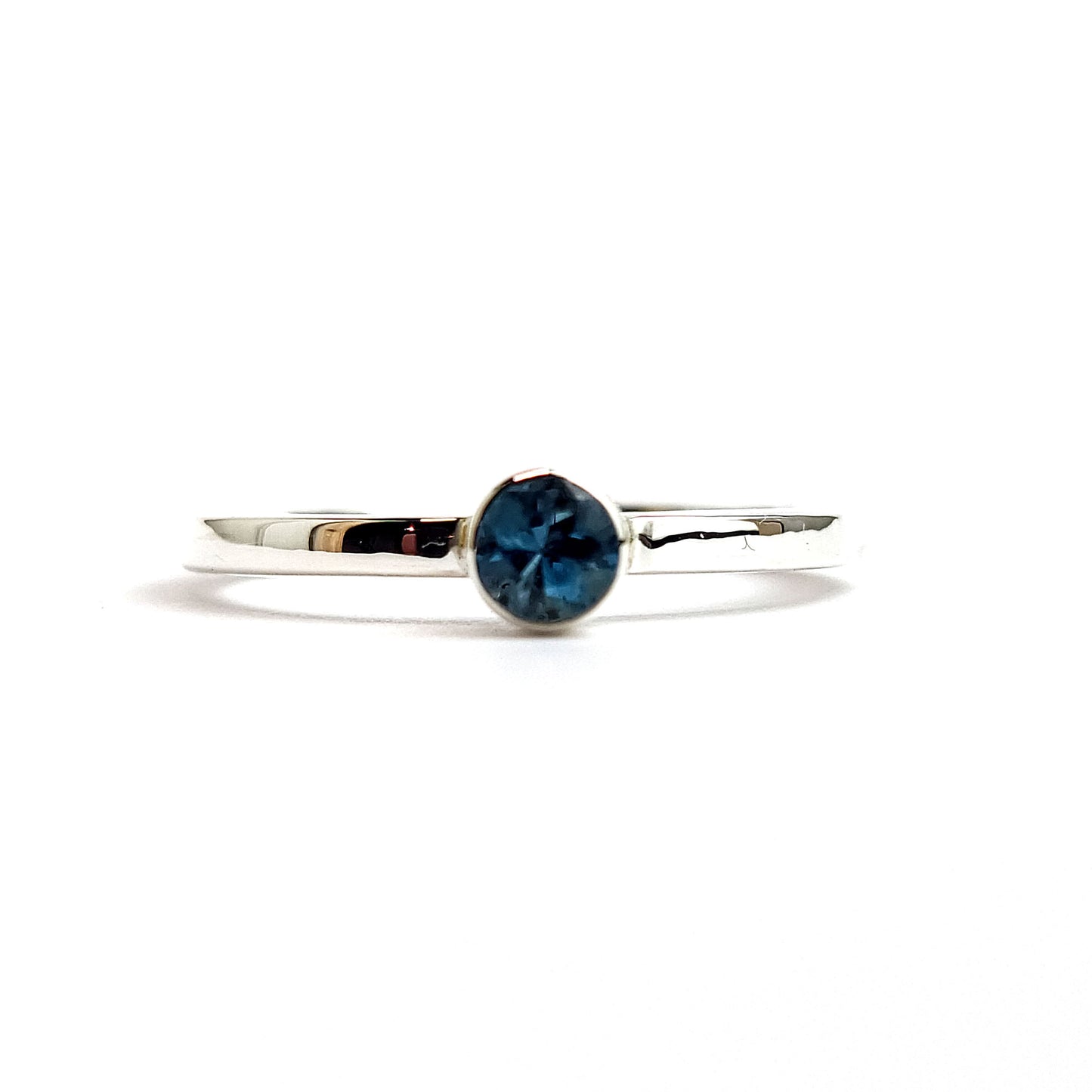 Bezel Sterling Silver Ring - blue tourmaline