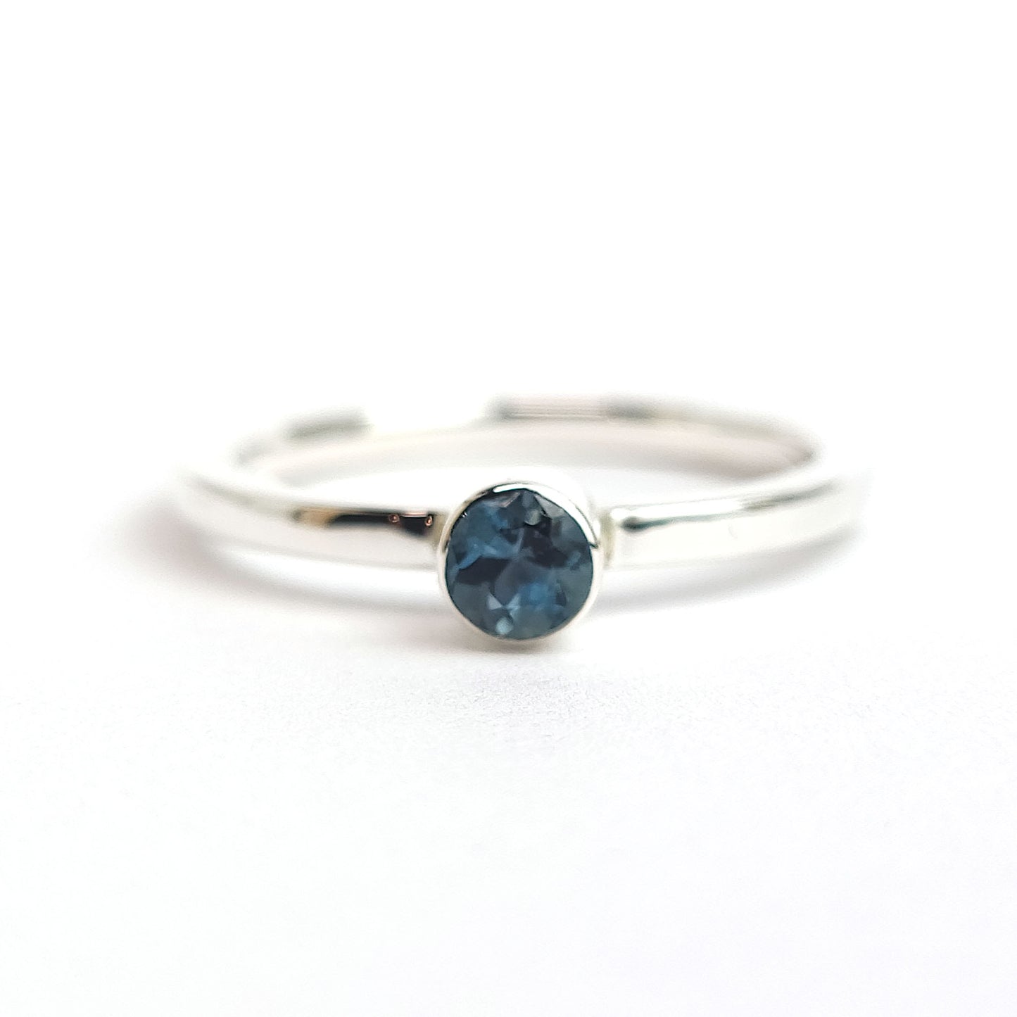 Bezel Sterling Silver Ring - blue tourmaline