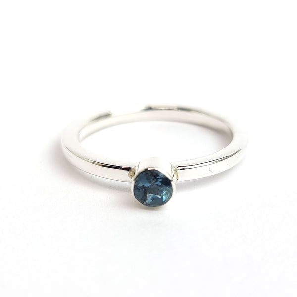 Bezel Sterling Silver Ring - blue tourmaline