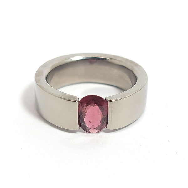 Titanium Ring with Pink Tourmaline Oval