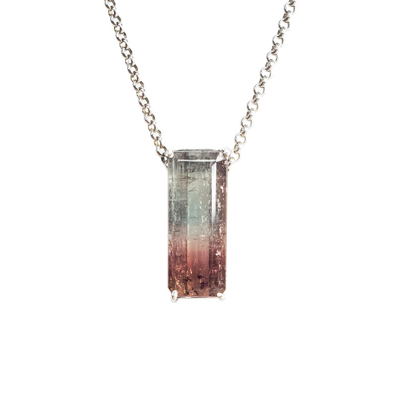 Solitaire Bicolor Tourmaline Silver