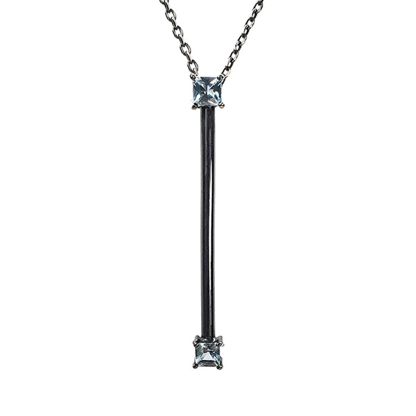 Black Silver Twins Aquamarine - Square
