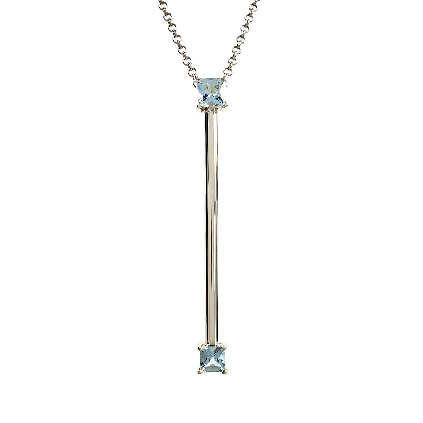 Silver Twins Square Aquamarine