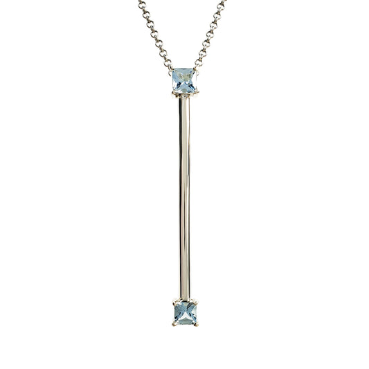 Silver Twins Square Aquamarine