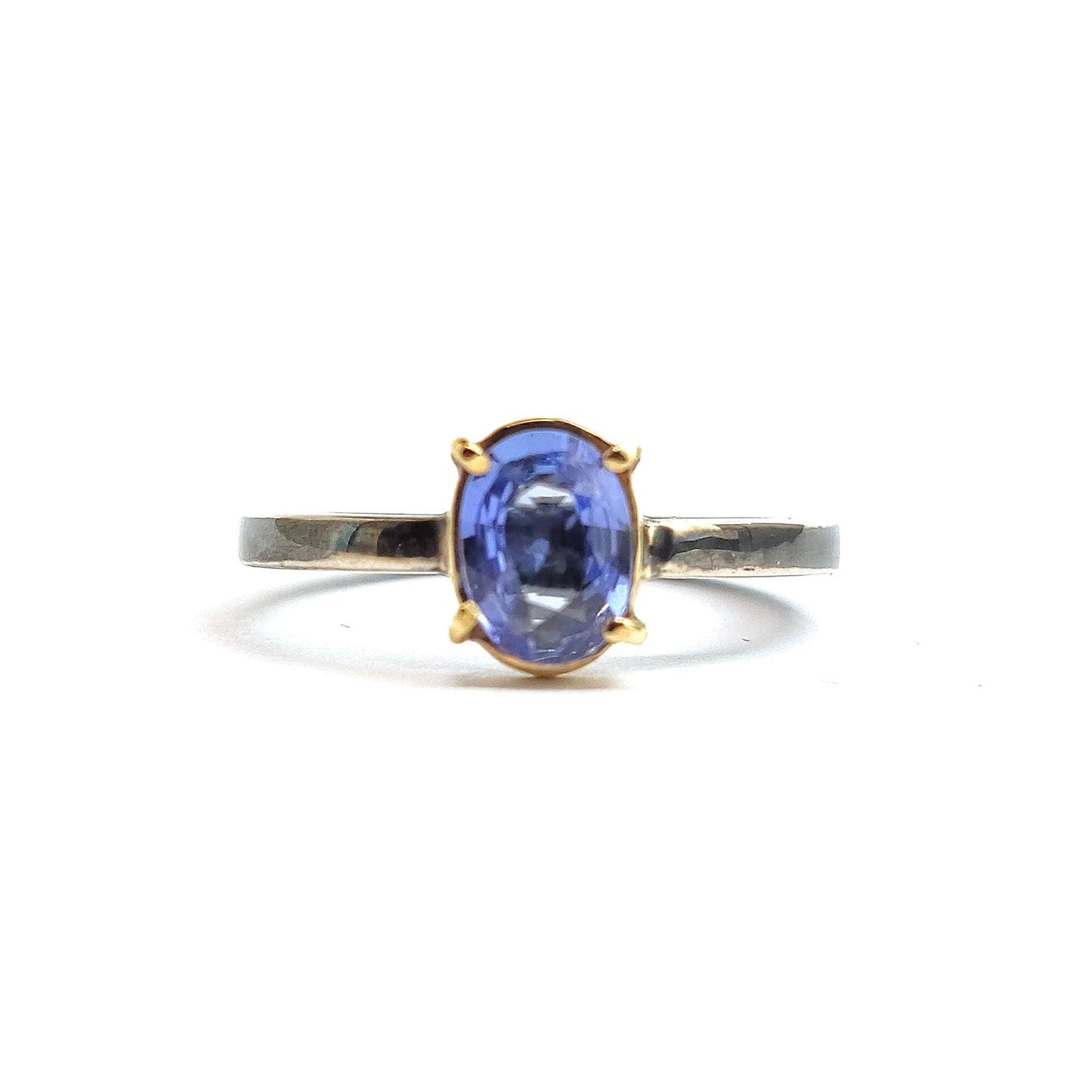 Blue Sapphire - 18k Yellow Gold - Sterling Silver Ring