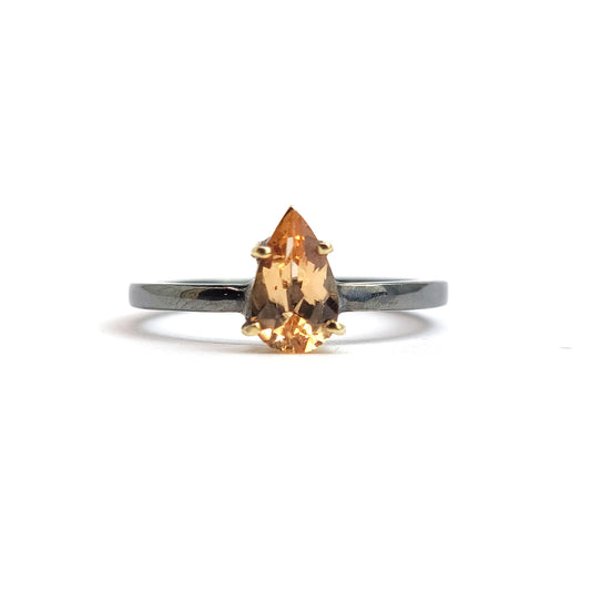 Imperial Topaz - 18k Yellow Gold - Sterling Silver Ring