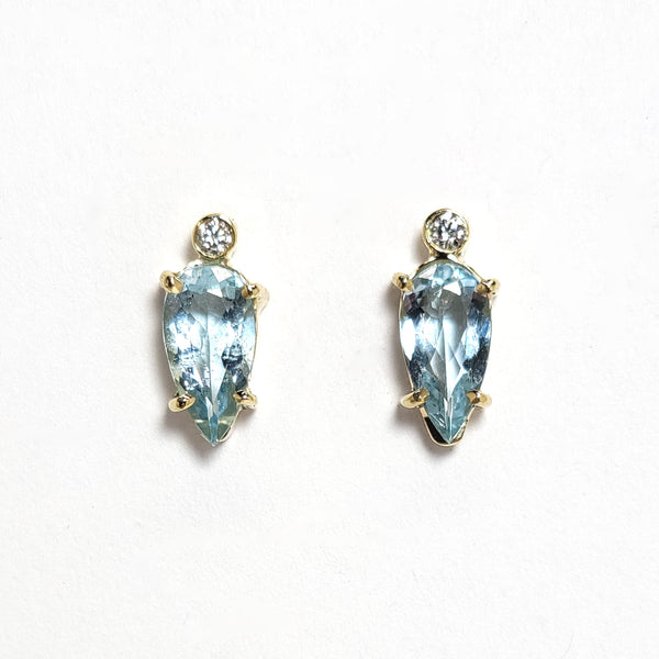Earrings Gold with Aquamarine and Diamonds