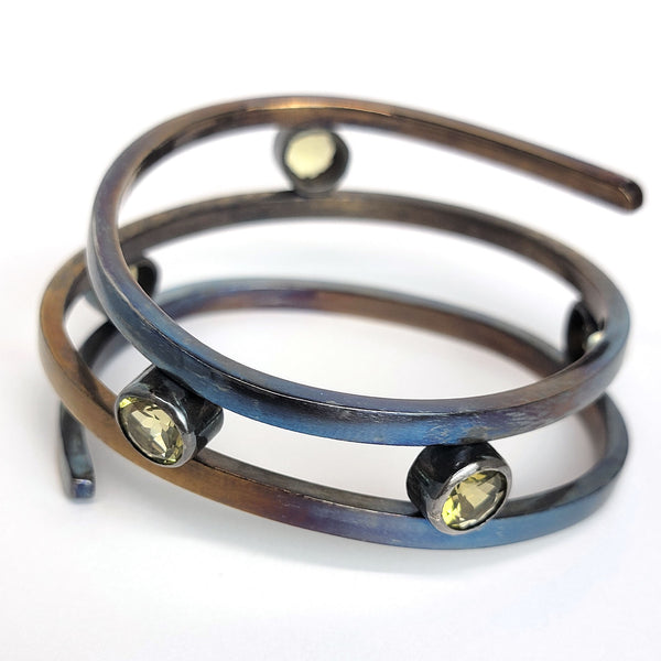 Bracelet Titanium & Silver with Citrine