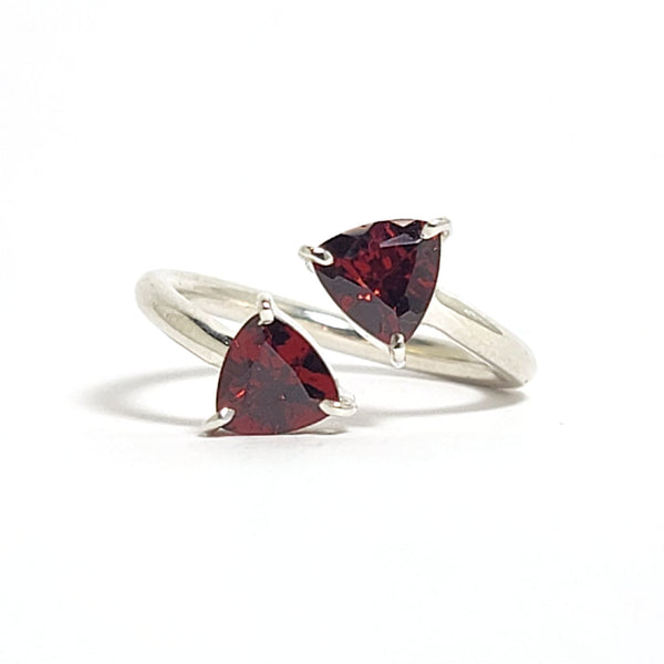 Trillion Garnet Ring in Sterling Silver