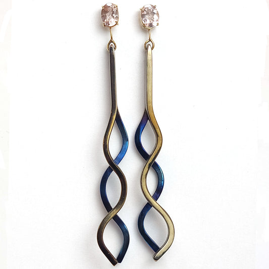 Long Earrings - Titanium Morganite