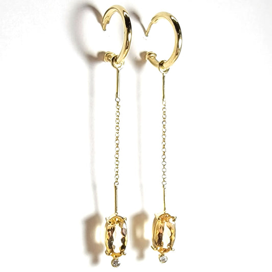 Earrings Gold Loop with Imperial Topaz and Diamonds