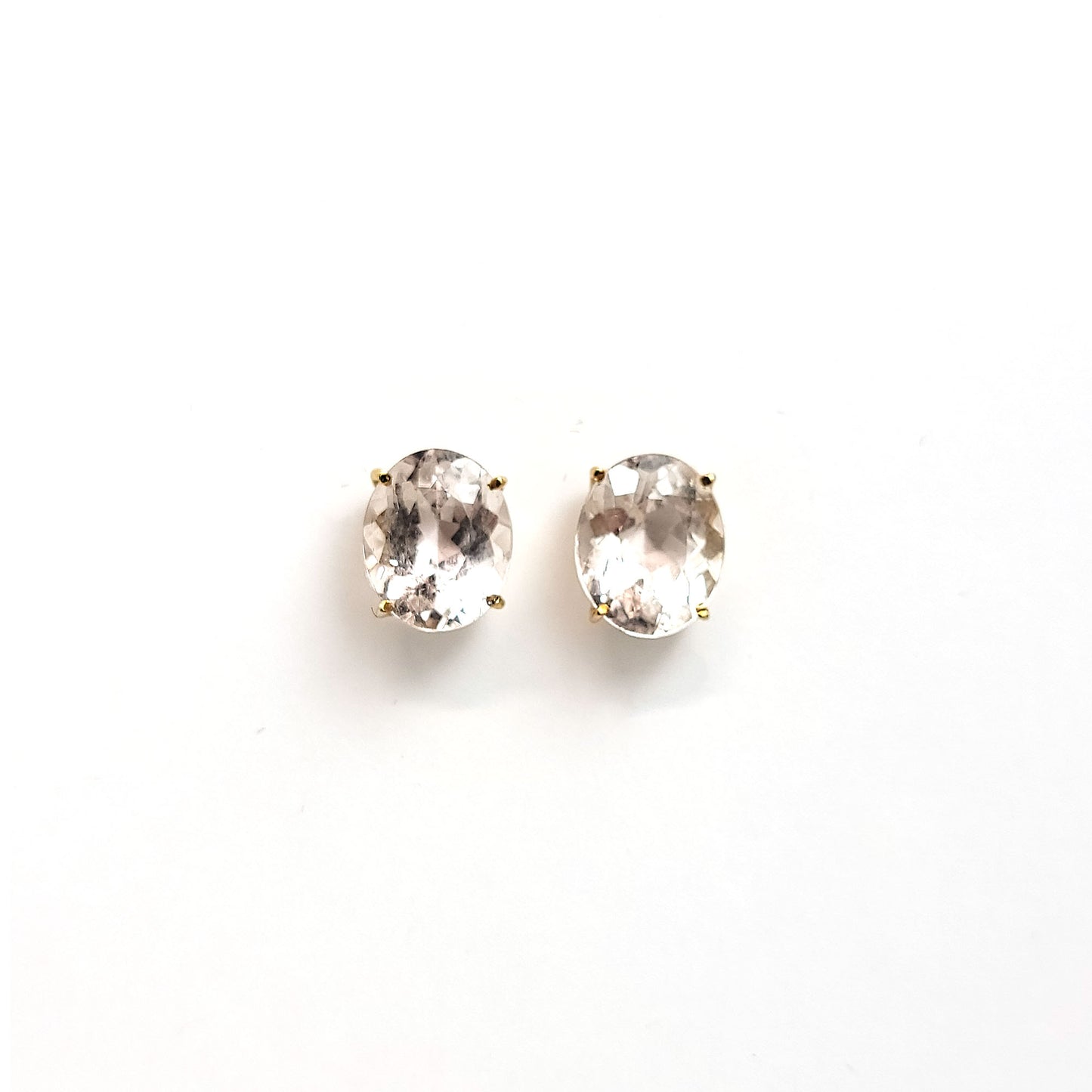 Earrings gold solitaire - Morganite