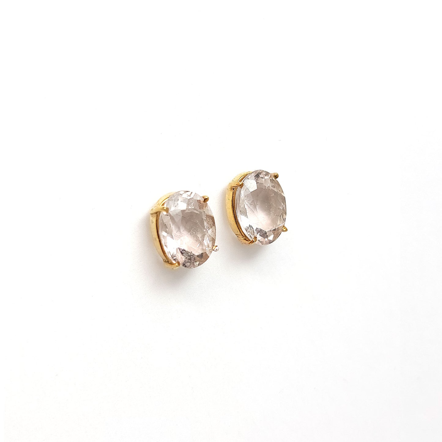 Earrings gold solitaire - Morganite