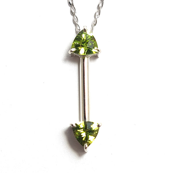 Trillion Peridot Pendant in Silver
