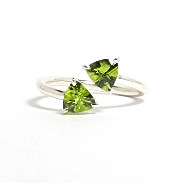 Trillion Peridot Ring in Sterling Silver