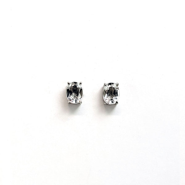 Earrings sterling solitaire - Quartz