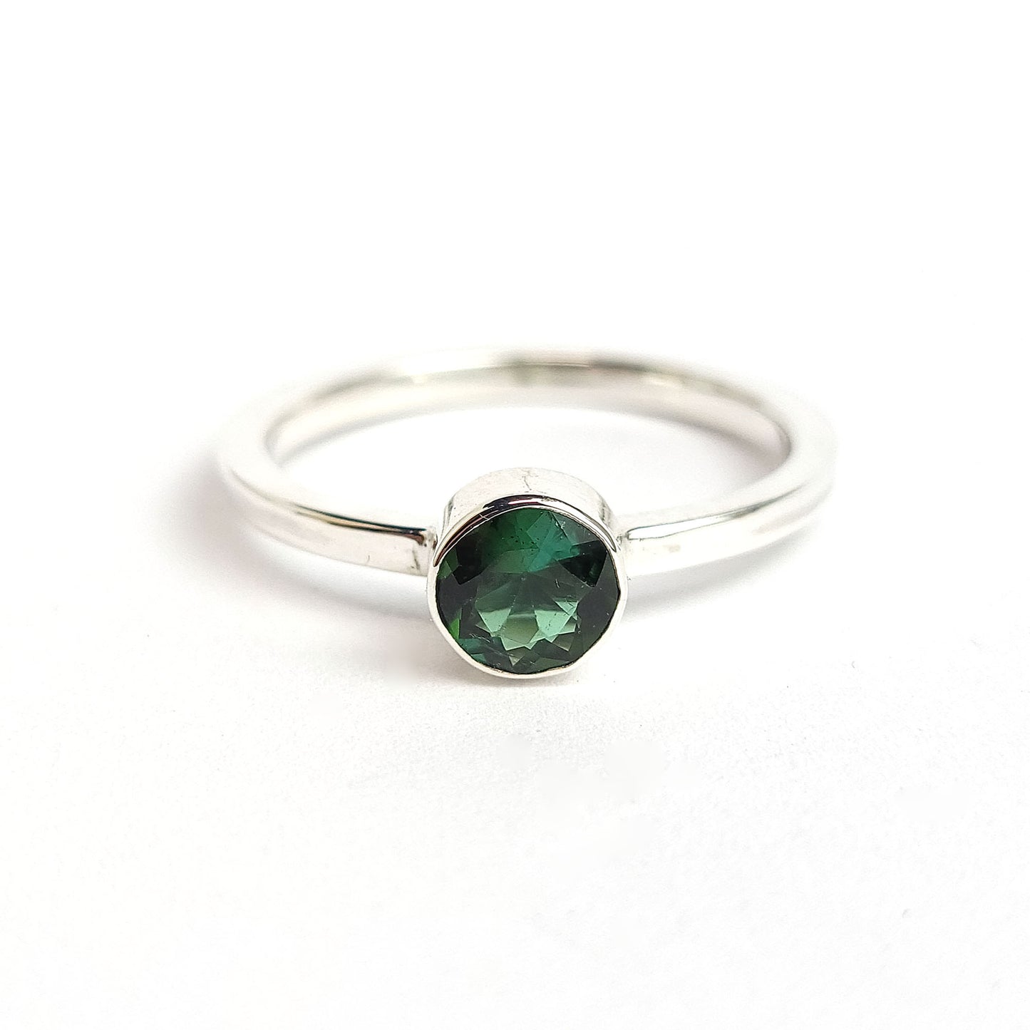 Bezel Sterling Silver Ring - green tourmaline